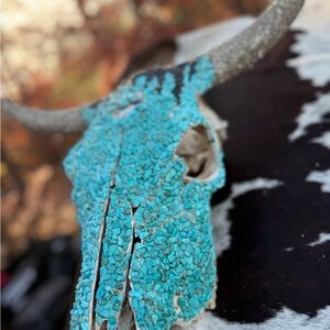Turquoise Mosaic Bull Skull Wall Decor